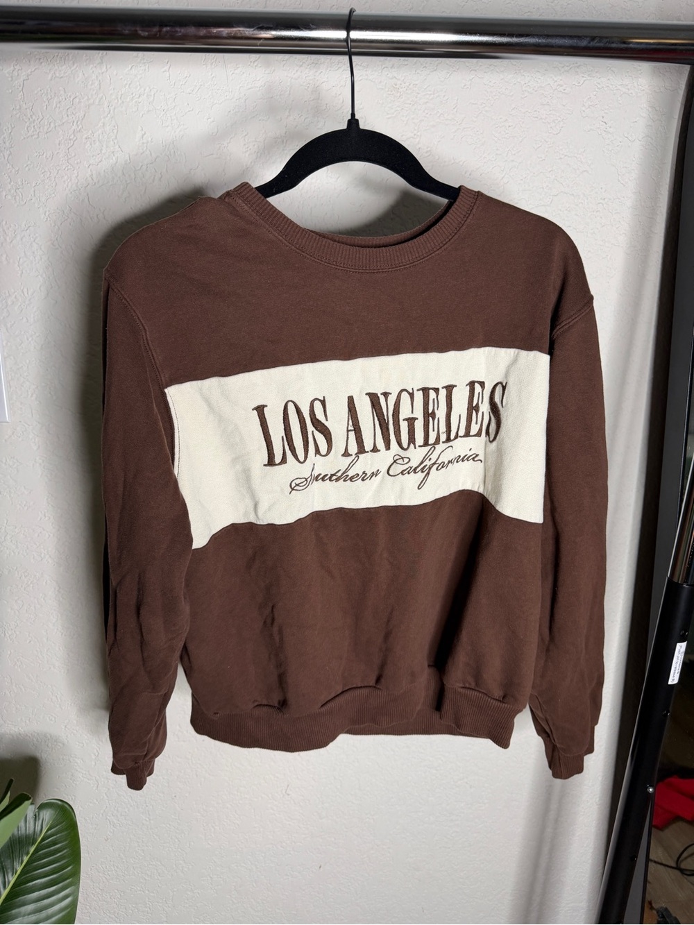 Hollister Brown Crewneck Sweatshirt with White Logo
